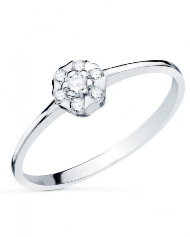 Sortija oro blanco 18k esmeralda recristalizada 5x5mm
