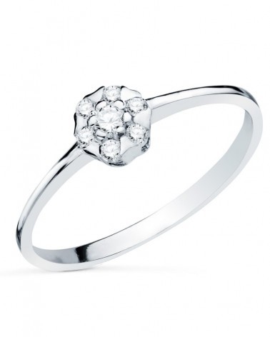 Sortija oro blanco 18k esmeralda recristalizada 5x5mm
