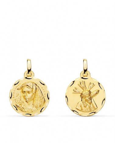 Escapulario oro 18k Virgen Macarena y Gran Poder 16mm
