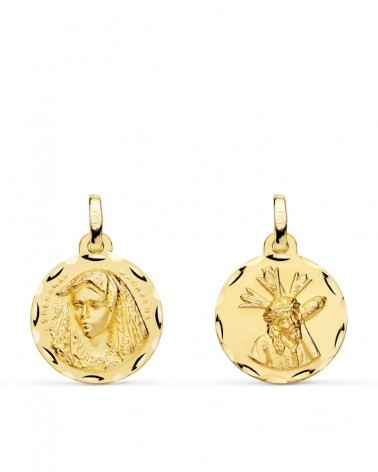 Escapulario oro 18k Virgen Macarena y Gran Poder 16mm