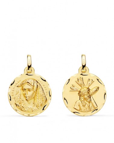 Escapulario oro 18k Virgen Macarena y Gran Poder 18mm