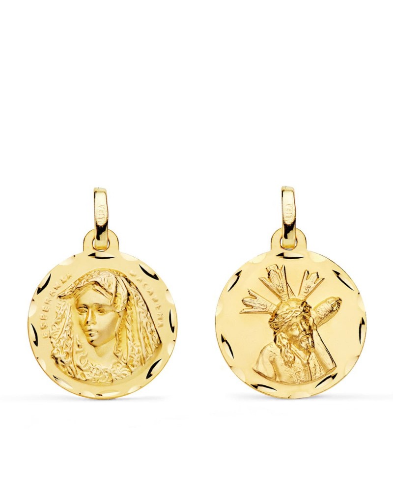 Escapulario oro 18k Virgen Macarena y Gran Poder 20mm