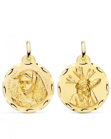 Escapulario oro 18k Virgen Macarena Gran Poder 24mm