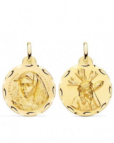 Escapulario oro 18k Virgen Macarena Gran Poder 24mm