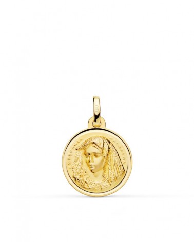 Medalla oro 18k Virgen de la Macarena bisel 16mm