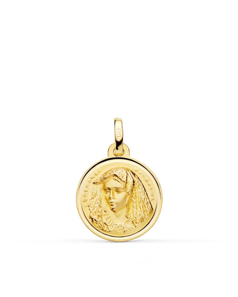Medalla oro 18k Virgen de la Macarena bisel 16mm