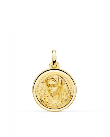 Medalla oro 18k Virgen Macarena bisel 18mm