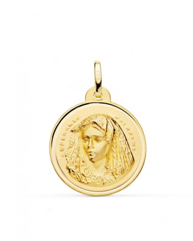 Medalla oro 18k Virgen de la Macarena 24mm
