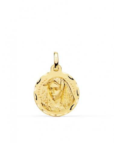 Medalla oro 18k Virgen Macarena tallada 18mm