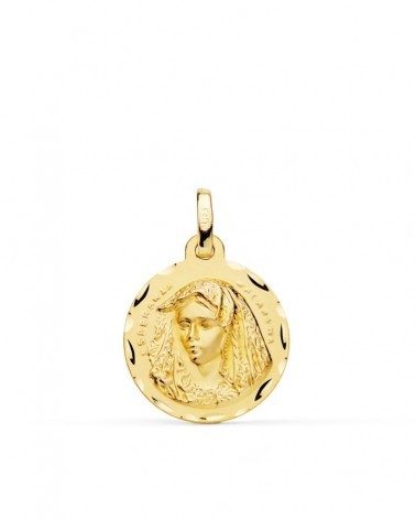 Medalla oro 18k Virgen Macarena tallada 18mm