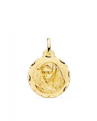 Medalla oro 18k Virgen Macarena tallada 20mm