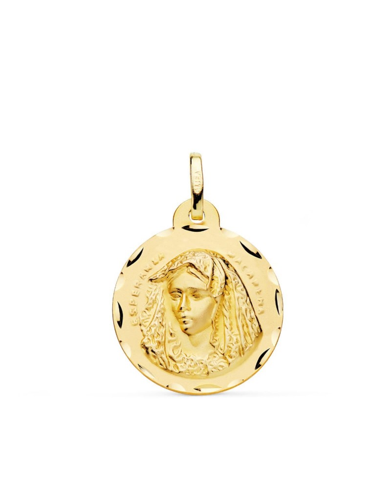 Medalla oro 18k Virgen Macarena tallada 20mm