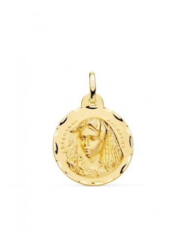 Medalla oro 18k Virgen Macarena tallada 20mm