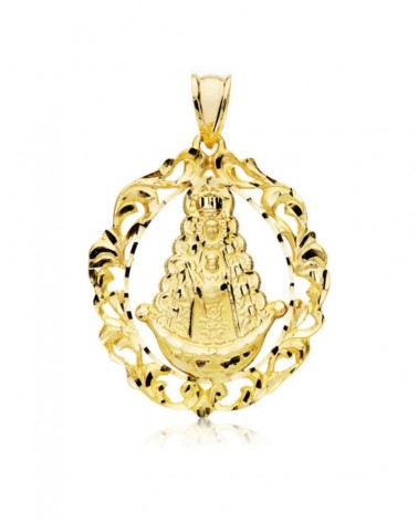 Medalla oro 18k Virgen del Rocío cerco calado 40x33mm