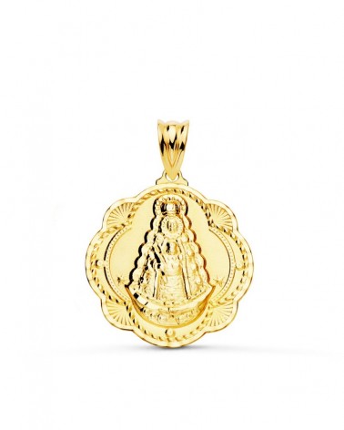 Medalla Virgen del Rocío oro 18k pandereta 26x24mm