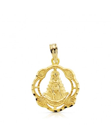 Medalla oro 18k Virgen del Rocío pandereta 20x17mm
