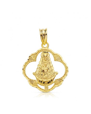 Medalla oro 18k Virgen del Rocío pandereta 25x22 mm