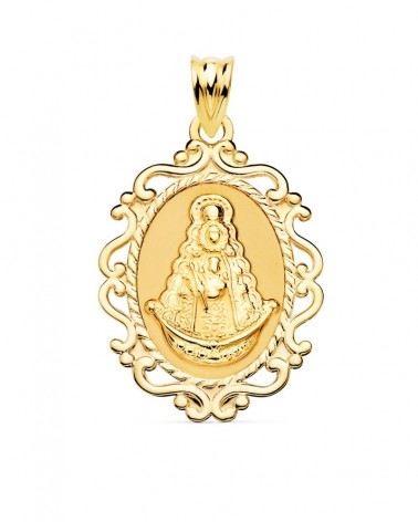Medalla Virgen del Rocío oro 18k calada 31x21mm