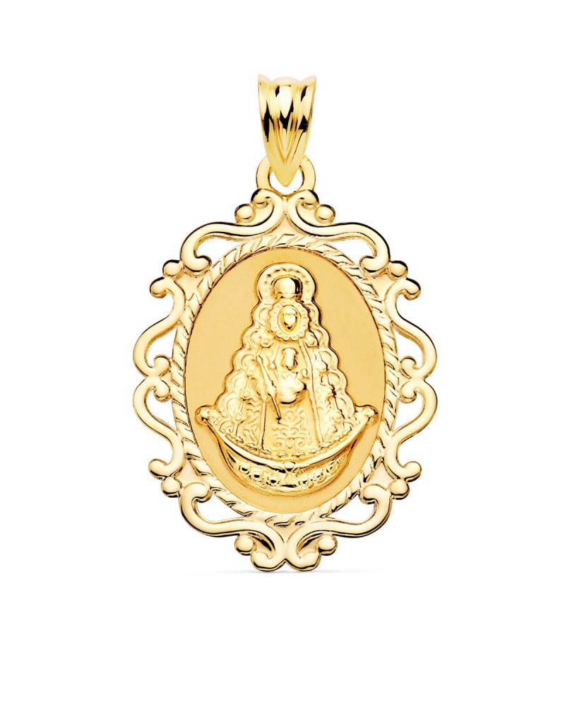 Medalla Virgen del Rocío oro 18k calada 31x21mm