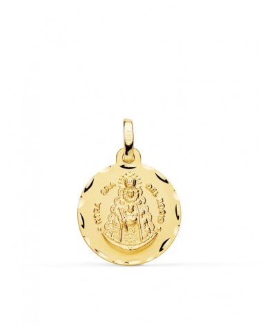 Medalla oro 18k Virgen del Rocío tallada 18mm