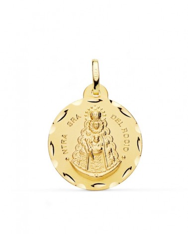Medalla oro 18k Virgen del Rocío tallada 24mm