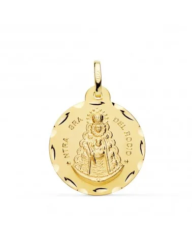 Medalla oro 18k Virgen del Rocío tallada 24mm