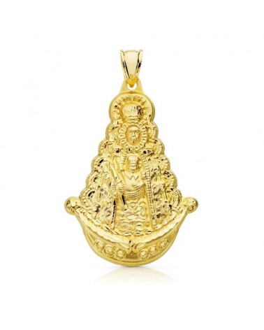 Medalla Virgen del Rocío oro 18k silueta 40x25mm