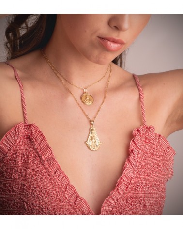 Medalla Virgen del Rocío oro 18k silueta 40x25mm