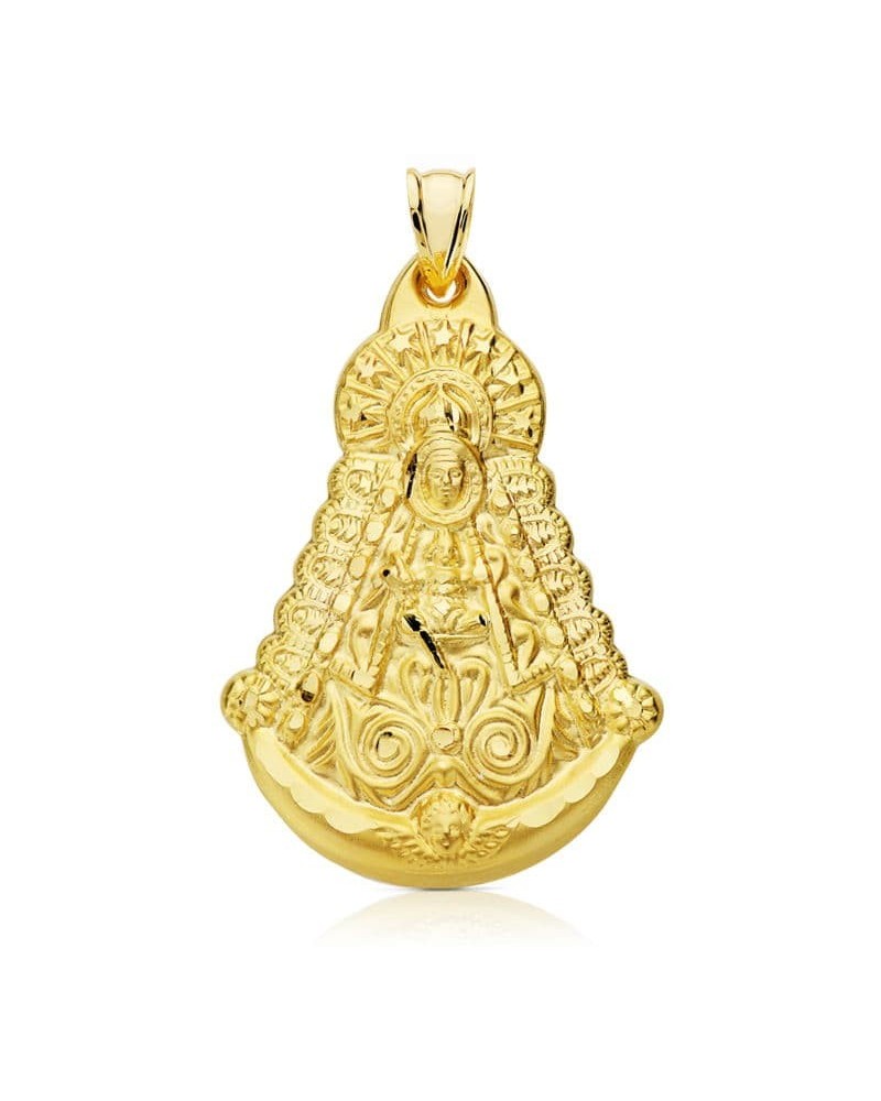 Medalla Virgen del Rocío oro 18k tallada 40x30 mm