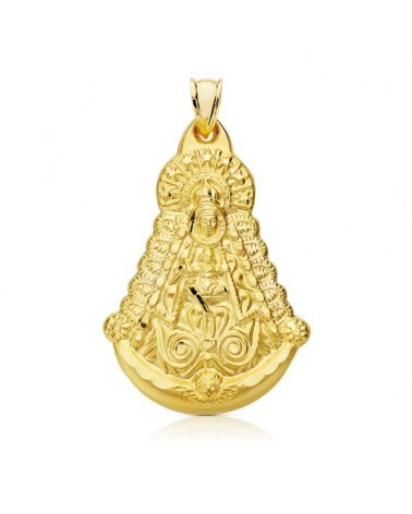 Medalla Virgen del Rocío oro 18k tallada 40x30 mm