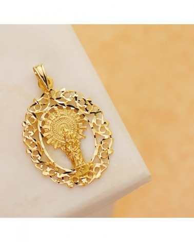 Medalla oro 18k Virgen del Pilar orla calada 28x21mm