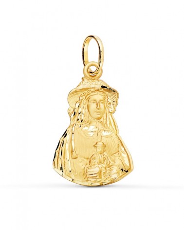Medalla oro 18k Virgen del Rocío tallada 28x18mm