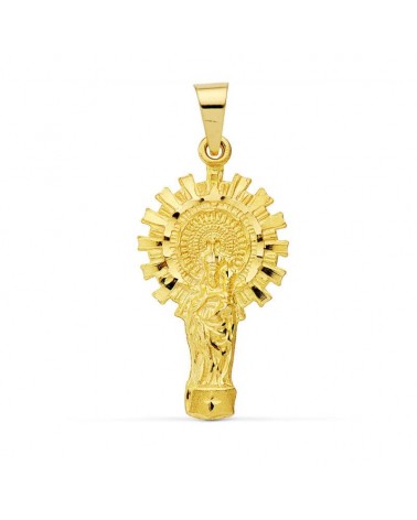 Medalla oro 18k Virgen del Pilar silueta 32x17 mm