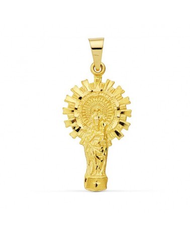 Medalla oro 18k Virgen del Pilar silueta 32x17 mm