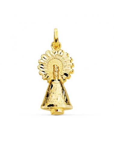 Medalla oro 18k Virgen del Pilar silueta tallada 26mm
