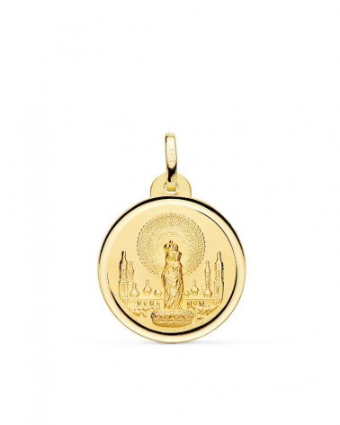 Medalla oro 18k Virgen del Pilar 20 mm