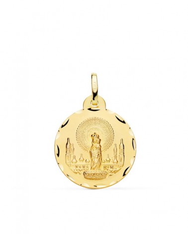 Medalla Virgen del Pilar oro 18k tallada 20mm