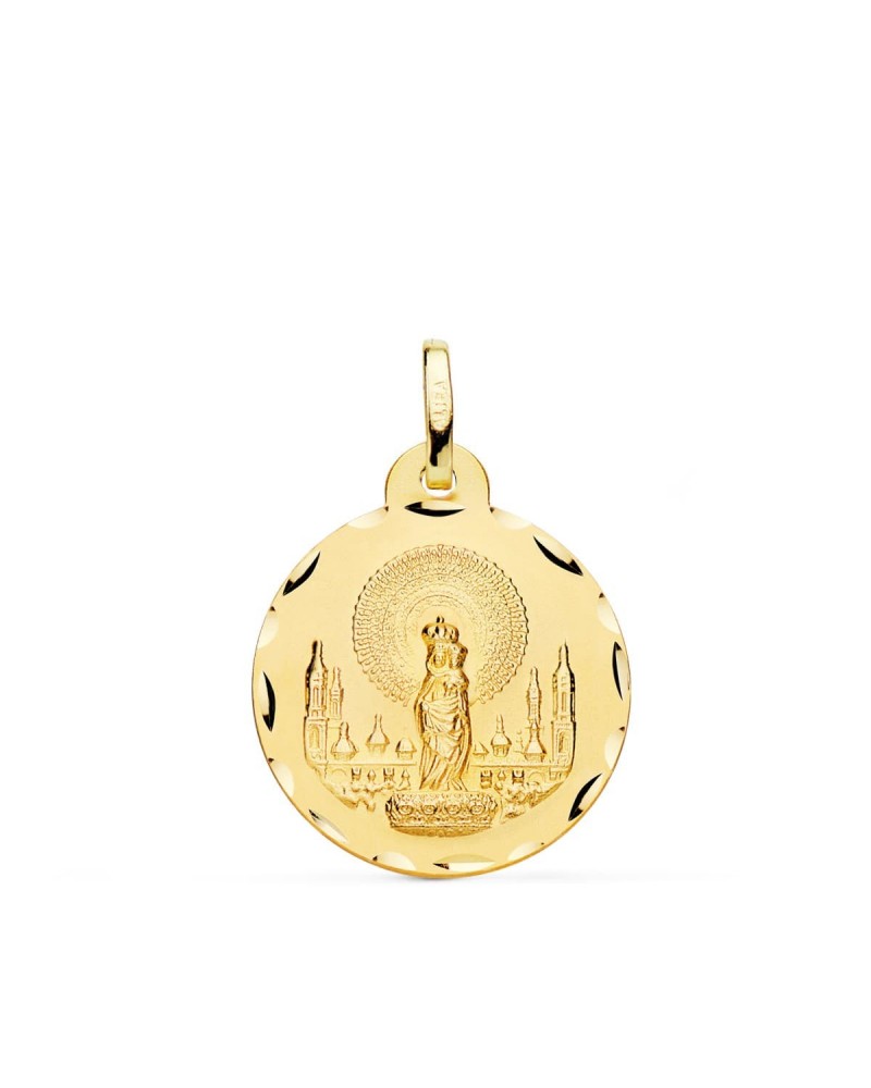 Medalla Virgen del Pilar oro 18k tallada 20mm