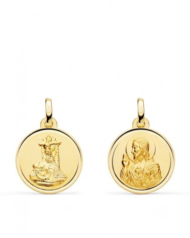 Escapulario oro 18k Virgen Angustias Corazón Jesús 16mm