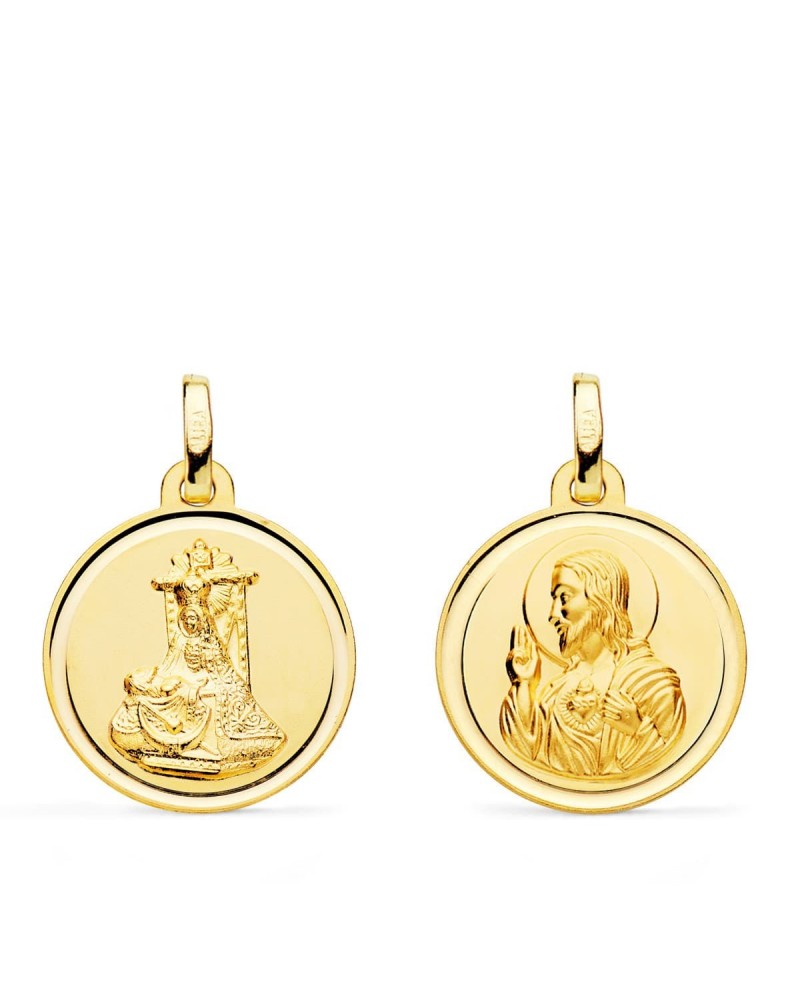 Medalla escapulario oro 18k Virgen Angustias Corazón Jesús 18mm