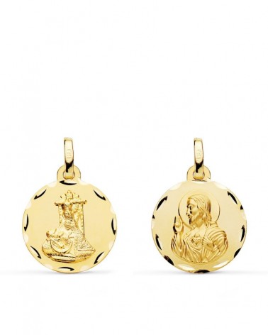 Escapulario oro 18k Virgen de las Angustias y Corazón Jesús 16mm