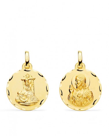 Escapulario oro 18k Virgen Angustias Corazón Jesús 18mm