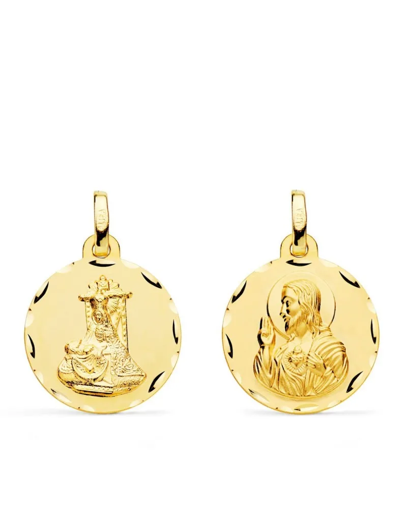Escapulario oro 18k Virgen Angustias Corazón Jesús 18mm