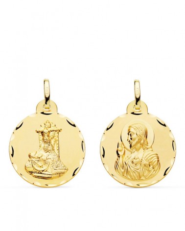 Escapulario oro 18k Virgen Angustias Corazón Jesús 20mm