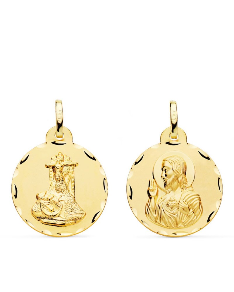 Escapulario oro 18k Virgen Angustias Corazón Jesús 20mm