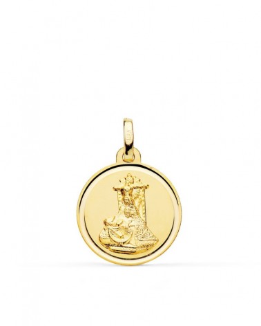 Medalla oro 18k Virgen de las Angustias bisel 20mm