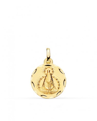 Medalla oro 18k Virgen de la Cabeza tallada 16mm