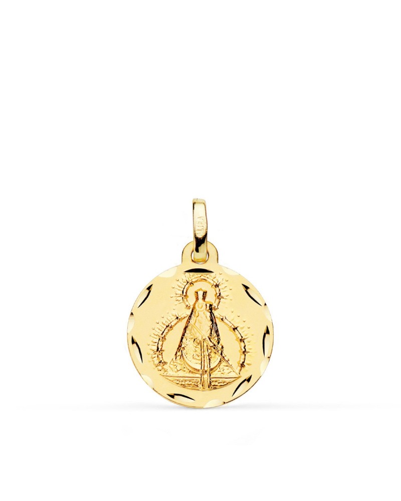 Medalla oro 18k Virgen de la Cabeza tallada 16mm