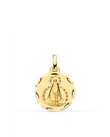 Medalla oro 18k Virgen de la Cabeza tallada 16mm
