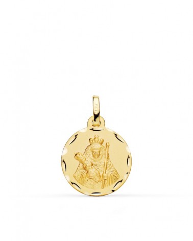 Medalla oro 18k Virgen de la Candelaria tallada 16mm